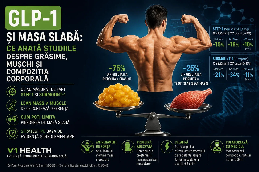 GLP-1 și masa slabă: STEP 1, SURMOUNT-1 și compoziția corporală – V1 Health