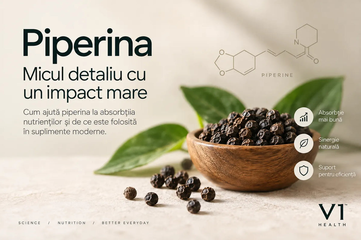 Piper negru și piperină – ingredient folosit pentru biodisponibilitate în suplimente | V1 Health