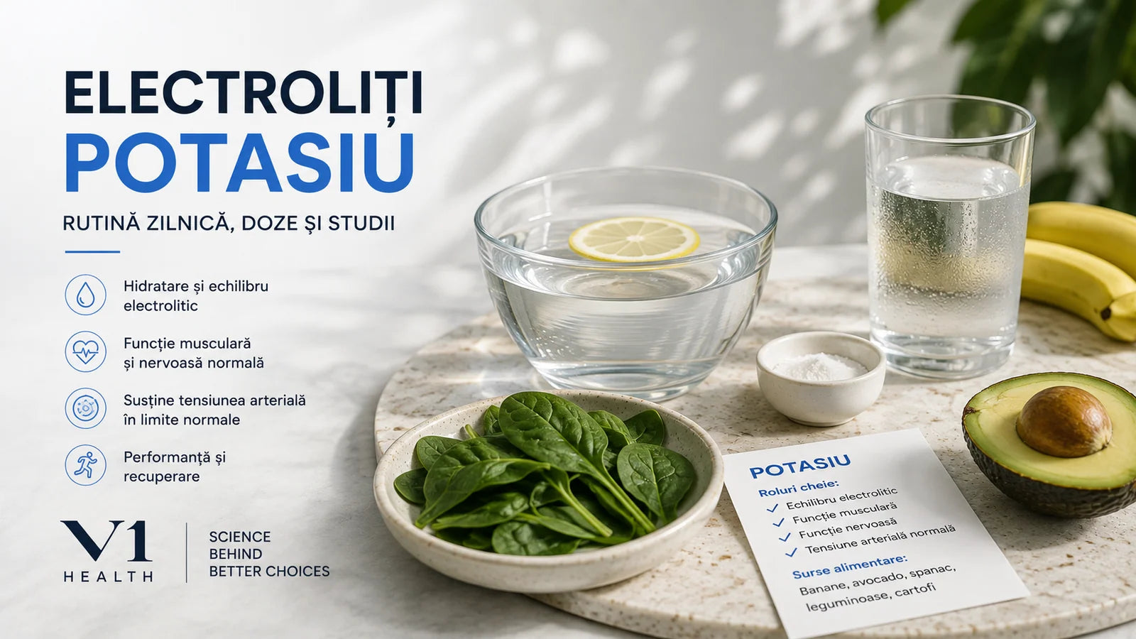 Hidratare zilnică, electroliți și potasiu – V1 Health
