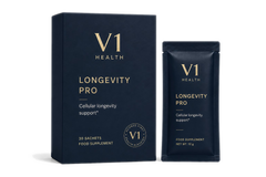 V1 Longevity Pro packshot cutie și plic premium